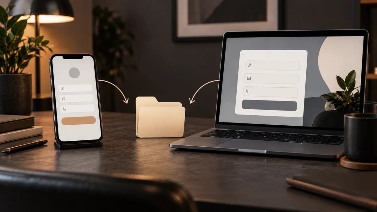 Celular e computador representam dois caminhos de entrada que chegam ao mesmo processo de atendimento.