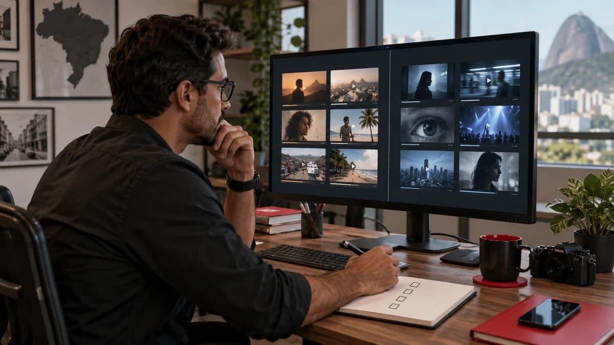 Gestora compara exemplos de edição e registra critérios para selecionar um fornecedor de vídeo.