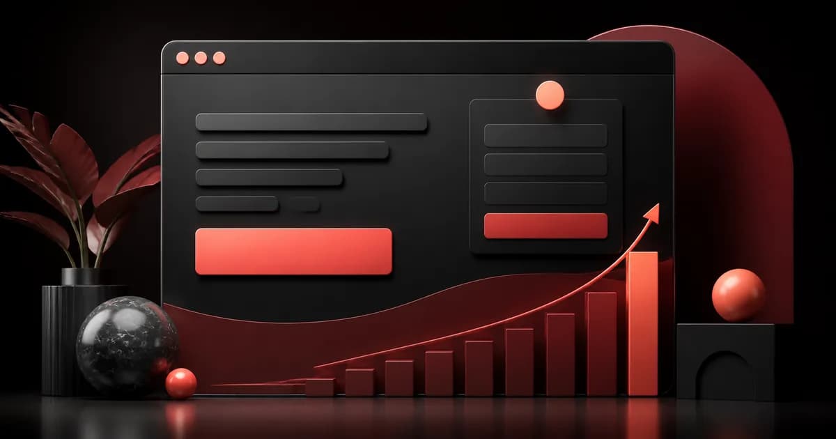 Estrutura de landing page com chamada principal e gráfico de conversão