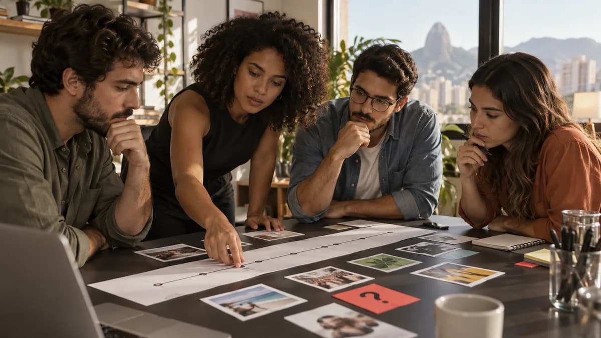 Os leads caíram: organize o diagnóstico antes de mudar tudo Equipe analisando uma linha do tempo de registros para localizar a origem de uma mudança nos contatos.